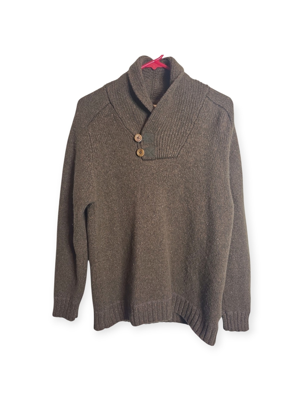 Mens Fjallraven Lada wool blend sweater with fold over collar, size medium